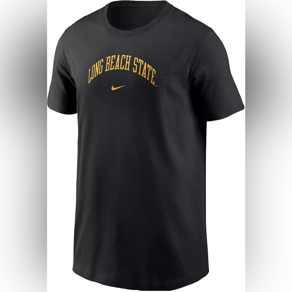 Nike Womens Long Beach State Black Tee with Gold Logo